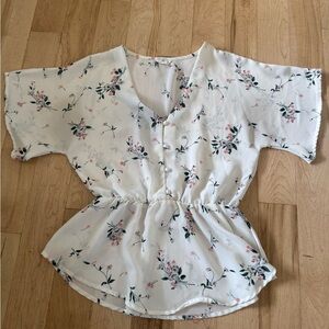 Sienna Sky Floral V-Neck Blouse - White and Pink